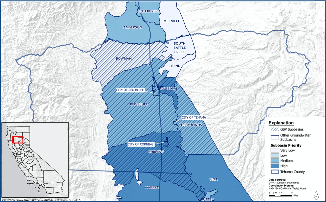 Tehama County Subbasins Map